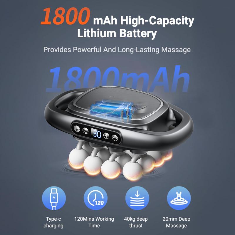 Nastavitelná masážní pistole na hloubkovou masáž s 16 hlavami, 30 rychlostmi a terapií červeným světlem