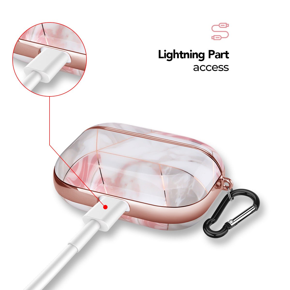 Růžový geometrický mramorový kryt na AirPods