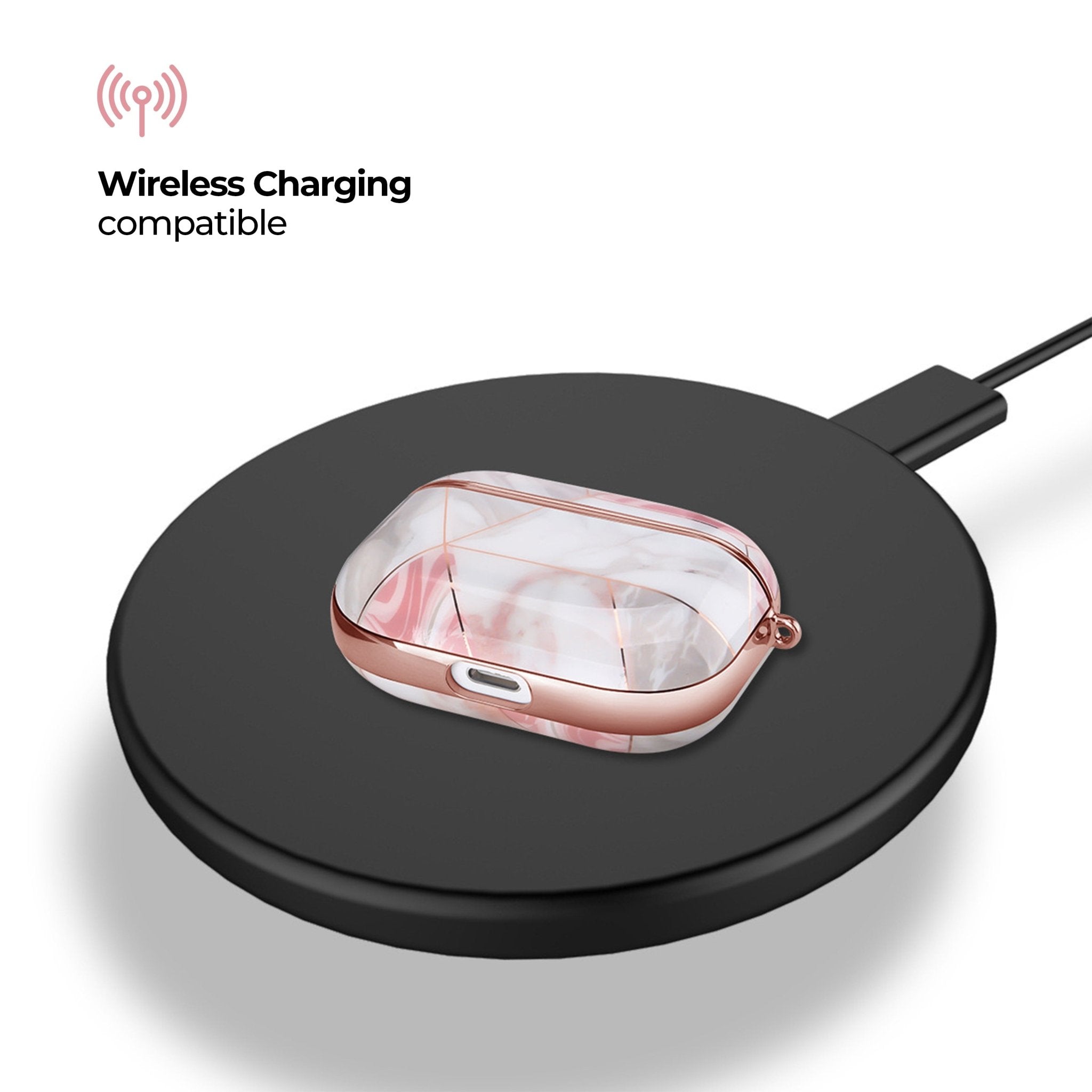 Růžový geometrický mramorový kryt na AirPods