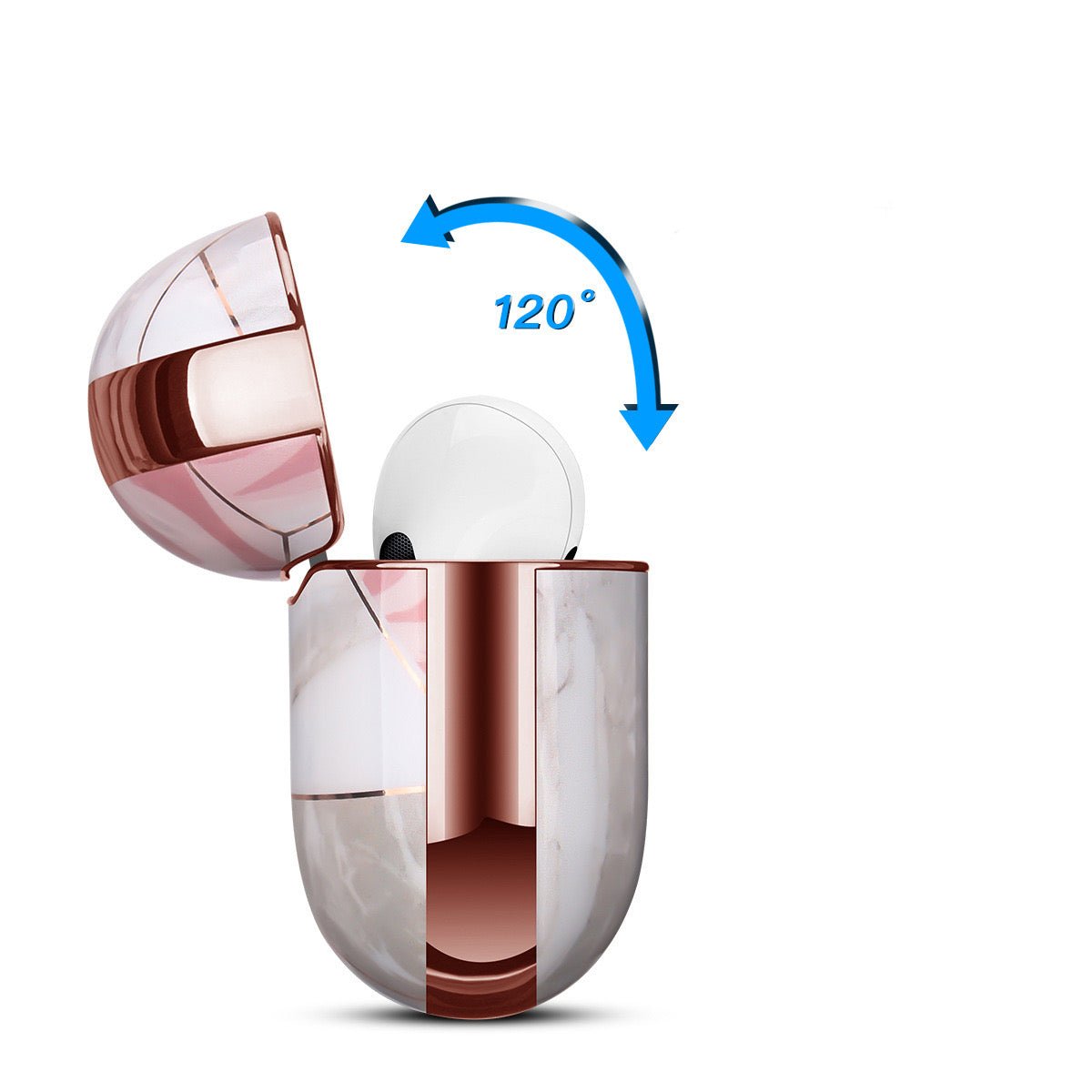 Růžový geometrický mramorový kryt na AirPods