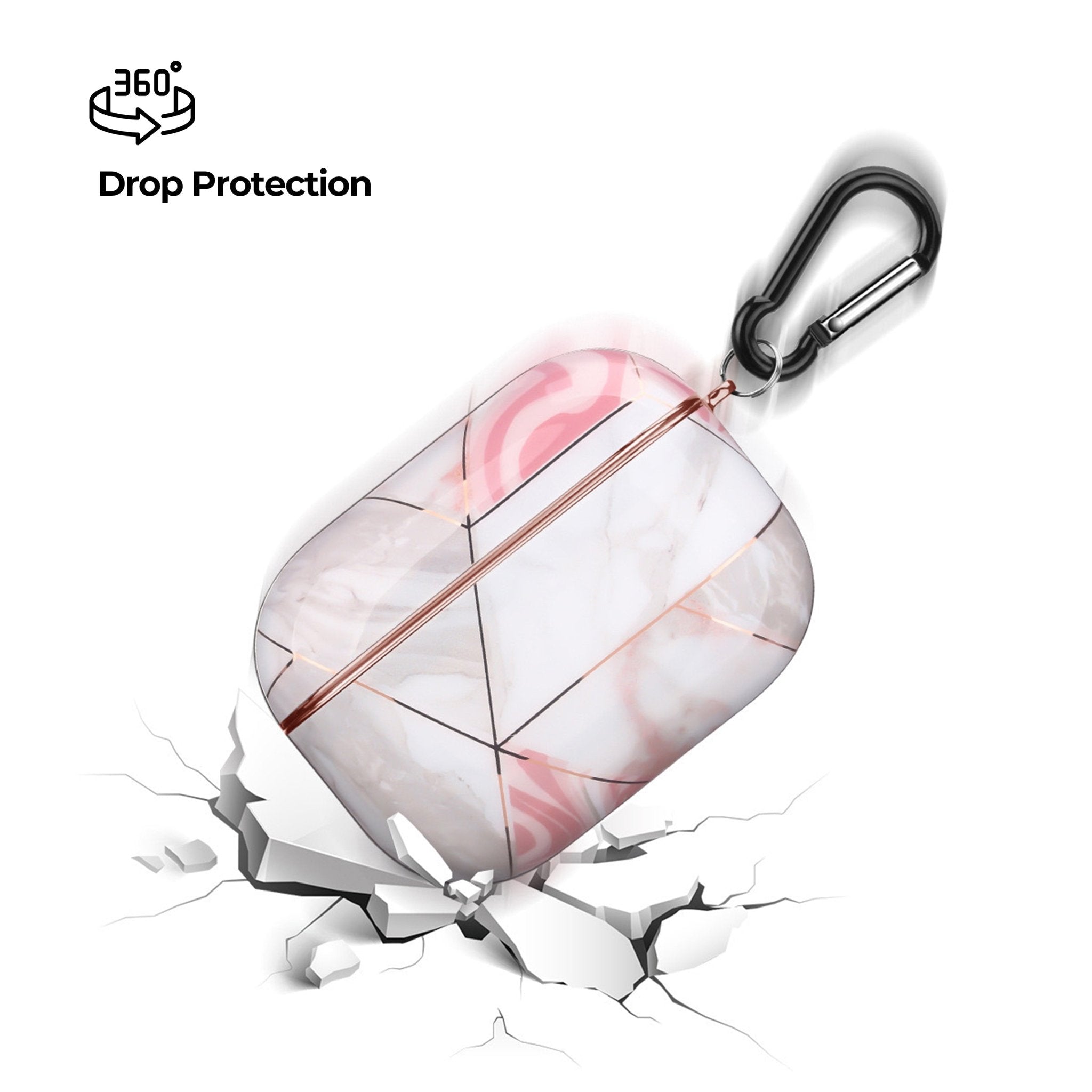 Růžový geometrický mramorový kryt na AirPods