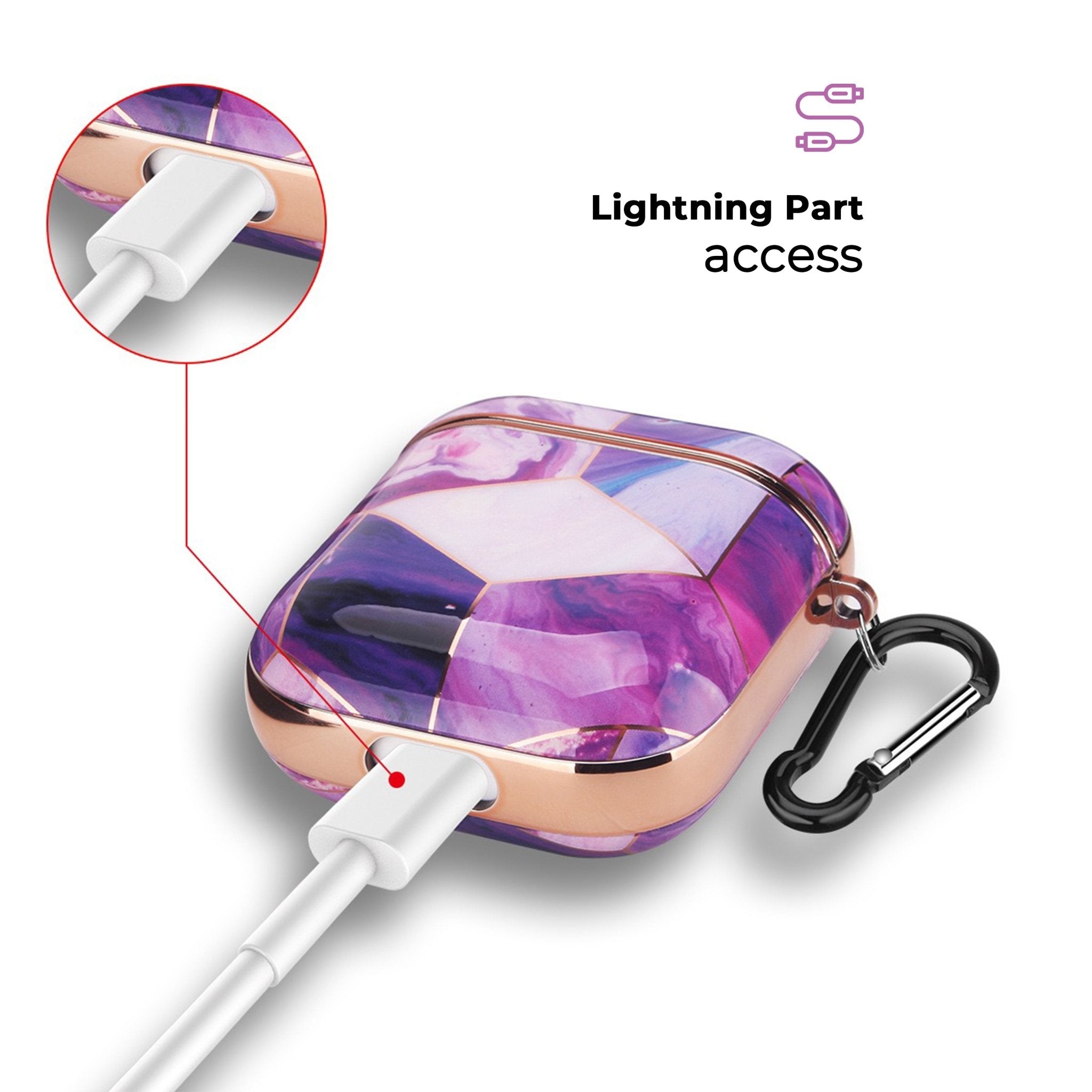 Fialová geodová mramorová pouzdro na AirPods