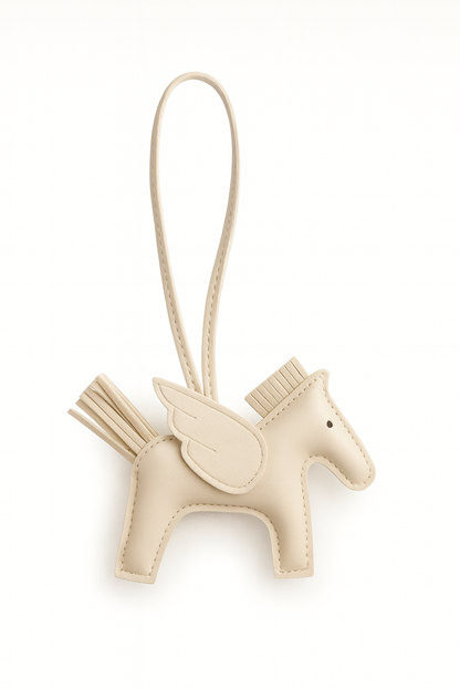 Přívěšek s koněm ve tvaru letu – krémová bílá