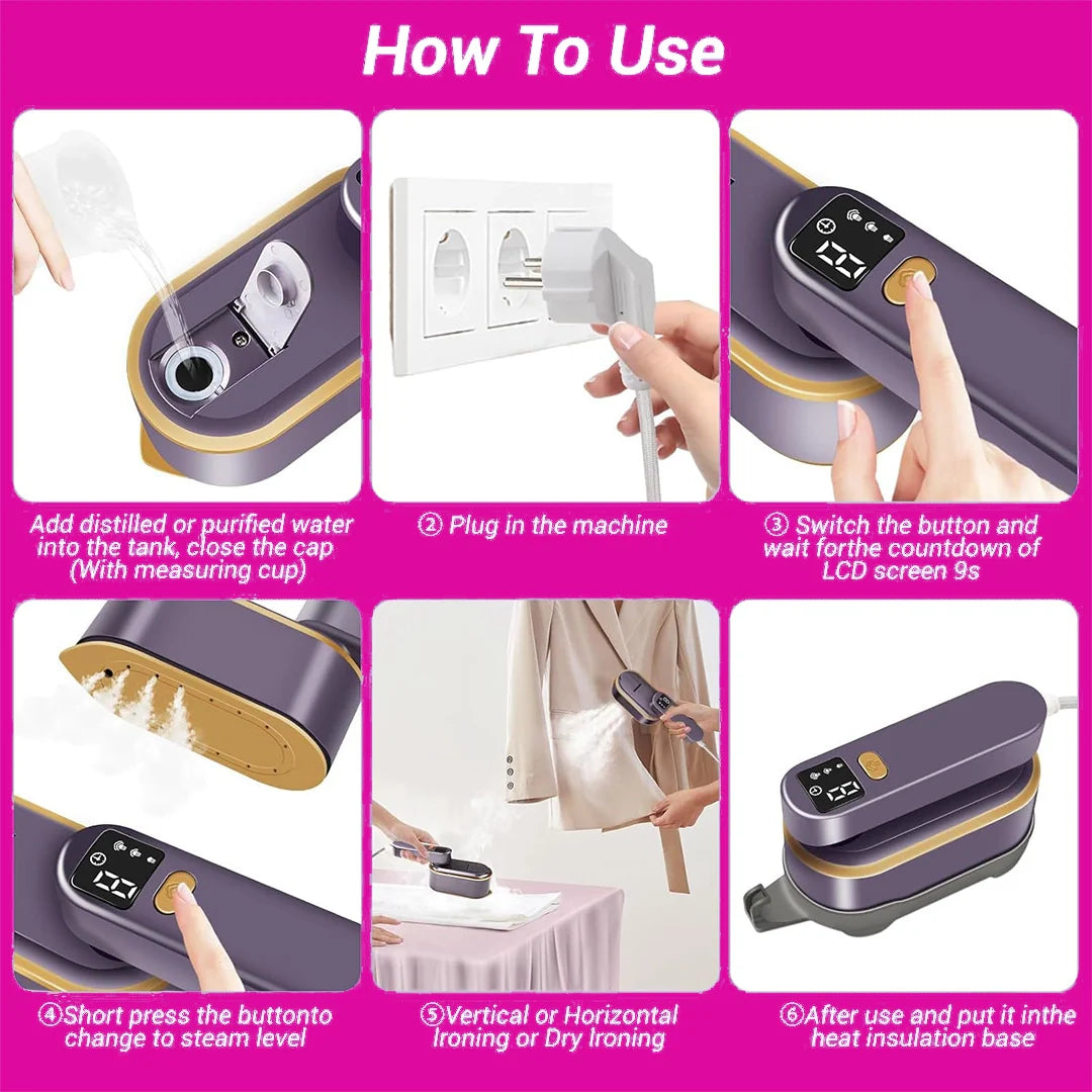 2v1 Parníček a Žehlička – Přenosný, Rychlé Zahřátí, Cestovní Velikost