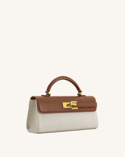 Klíčová horní kabelka Keyla - Hnědá plátěná