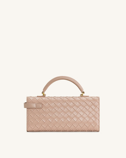 Klíčla Weave Textured Kabelka s Rukojetí - Růžová