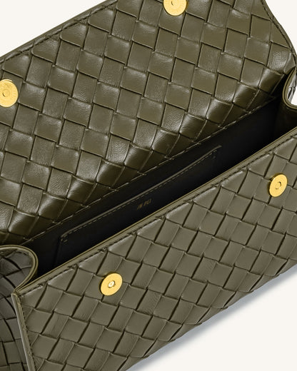 Kabelka s texturou Keyla Weave s rukojetí – Olivově zelená