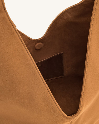 Dara Faux Semišová Taška Hobo - Žlutavě Hnědá