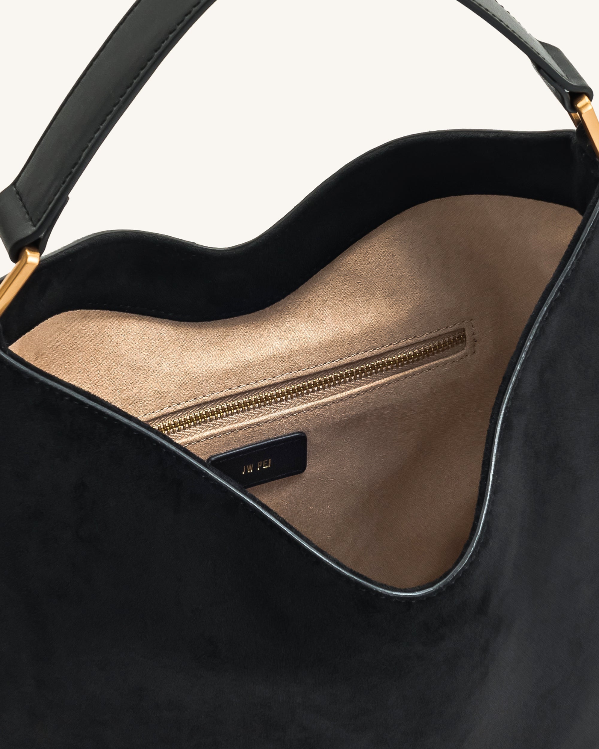 Taška přes rameno Aria Faux Suede – Černá