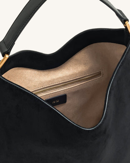 Taška přes rameno Aria Faux Suede – Černá