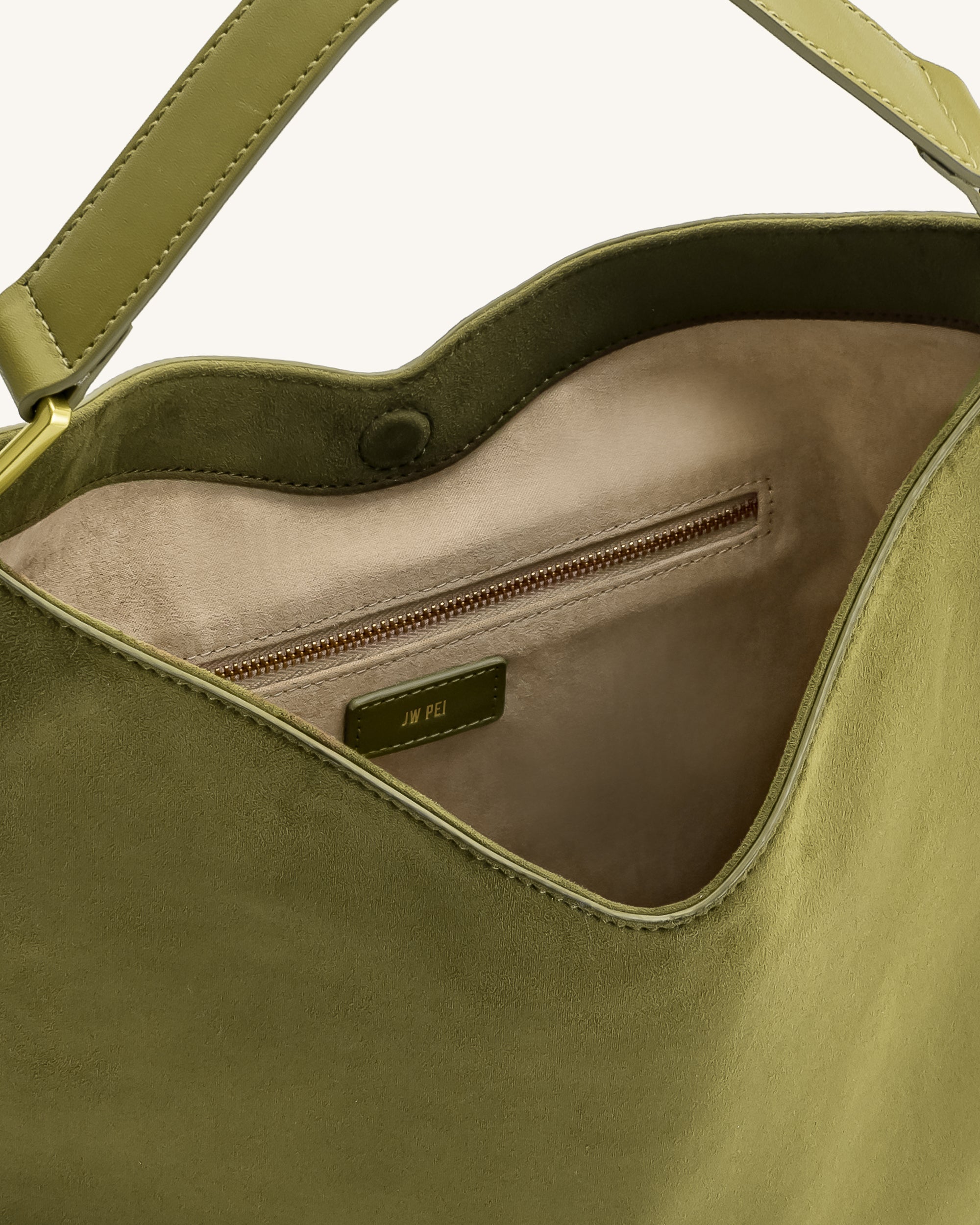 Taška přes rameno Aria Faux Suede - Temně olivová