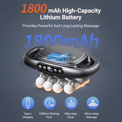 Nastavitelná masážní pistole na hloubkovou masáž s 16 hlavami, 30 rychlostmi a terapií červeným světlem