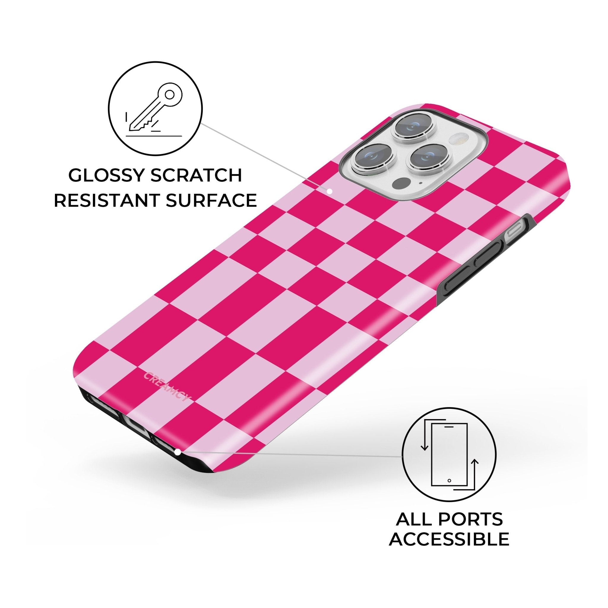 Božský růžový kostkovaný kryt na iPhone