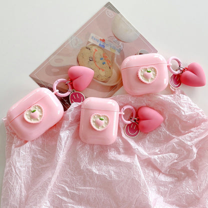 Pouzdro Peach Love na AirPods s přívěskem