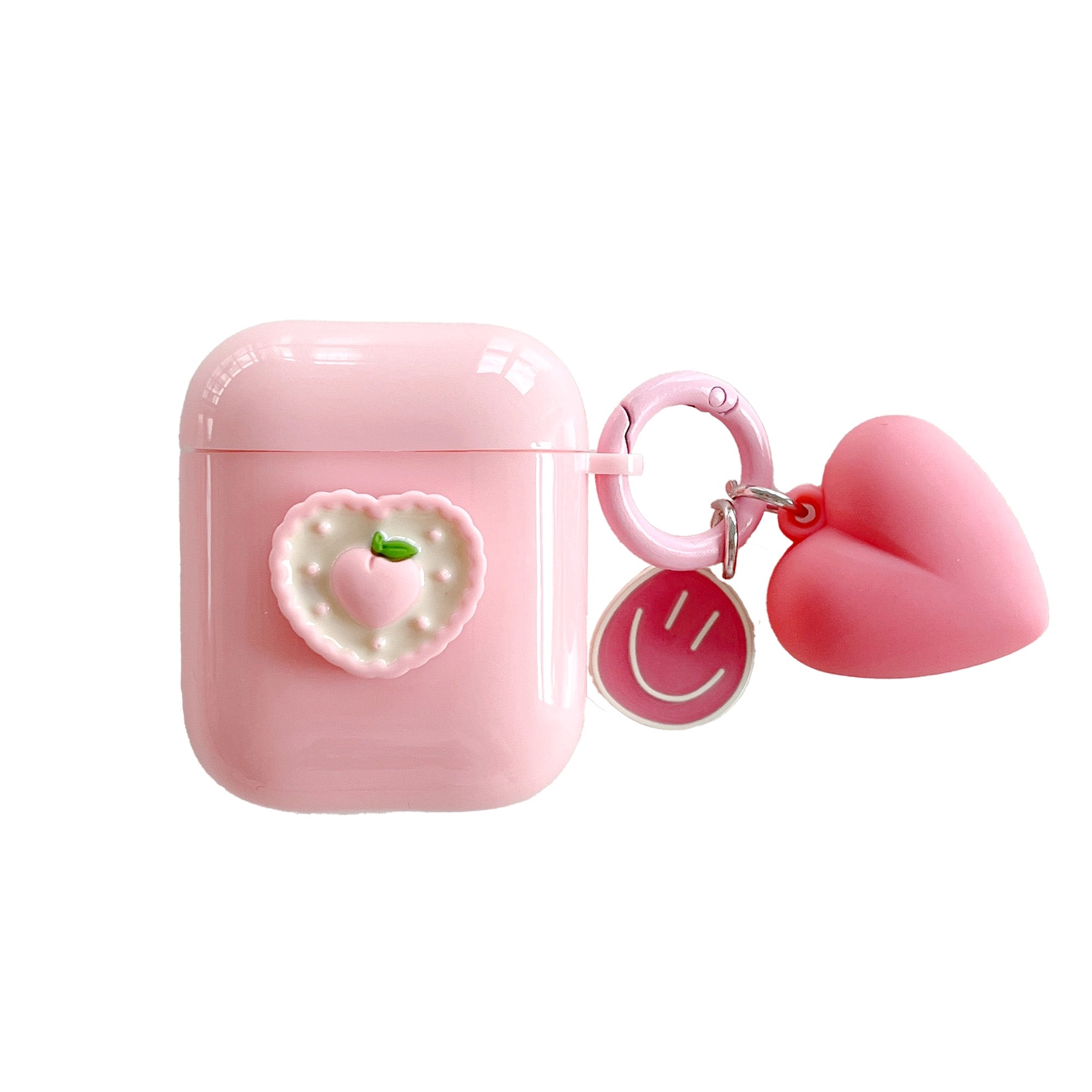 Pouzdro Peach Love na AirPods s přívěskem