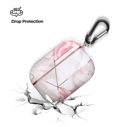 Růžový geometrický mramorový kryt na AirPods