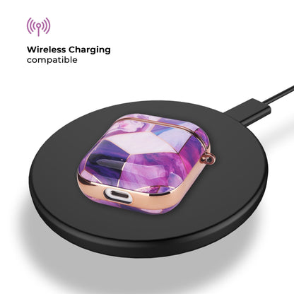 Fialová geodová mramorová pouzdro na AirPods