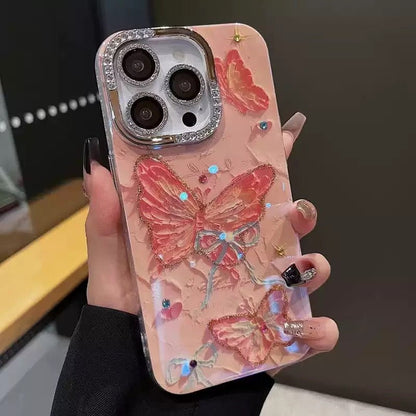 Ružový motýľový obal na iPhone