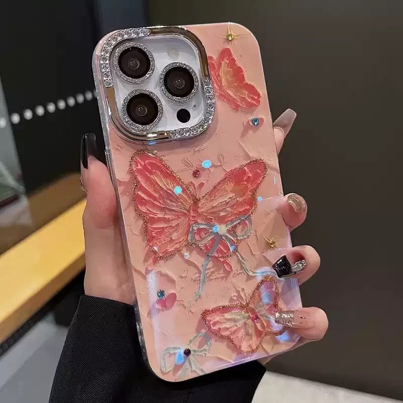 Ružový motýľový obal na iPhone