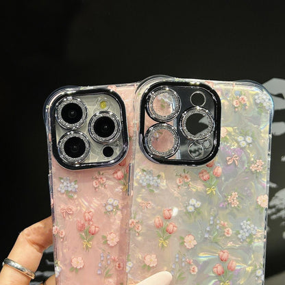 Letní tulipány Quartz pouzdro na iPhone s ochranným krytem čočky se zirkony